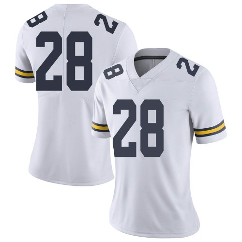 Christian Turner Michigan Wolverines Women's NCAA #28 White Limited Brand Jordan College Stitched Football Jersey VRR6354VV